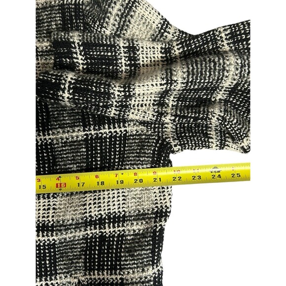 LUCKY BRAND Harper Sweater Jacket Tweed Black White Gray Plaid Moto Plus Sz 2X - Picture 6 of 9